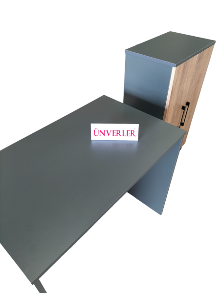 Ünverler Mobilya Çalışma Masası/Kitaplık/Dolap (ANTRASİT/BEYAZ) Atlantik Çam