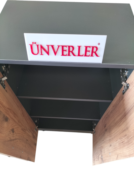 Ünverler Mobilya Çalışma Masası/Kitaplık/Dolap (ANTRASİT/BEYAZ) Atlantik Çam