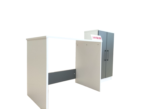 Ünverler Mobilya Çalışma Masası/Kitaplık/Dolap (Antrasit/ Atlantik) Beyaz/Antrasit